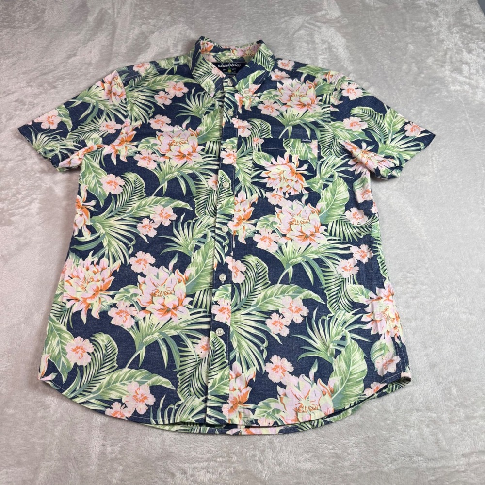 Chubbies Men Medium Regular Fit Short Sleeve Floral Tropical Button Up Shirt